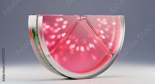 Abstract Pink Glass Sculpture with Bubbles.