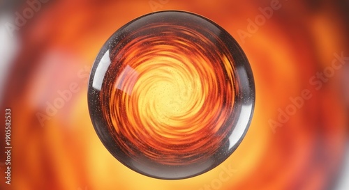 Abstract Swirling Energy Orb with Fiery Background.