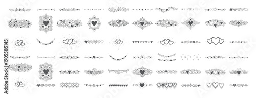 Hand Drawn Wedding Borders and Love Themed Page Break Set