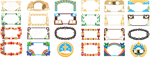 Christian Easter Frame Collection with Religious Symbols