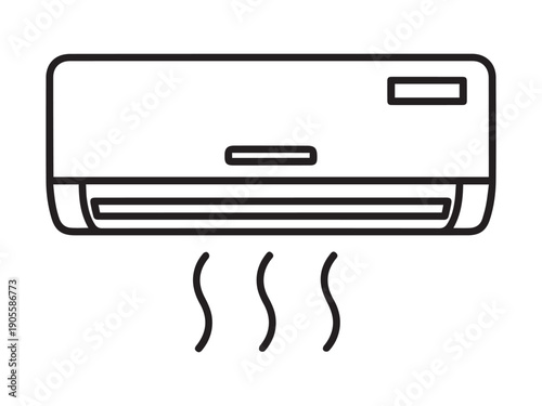 Air conditioner symbol line art with cool air blowing