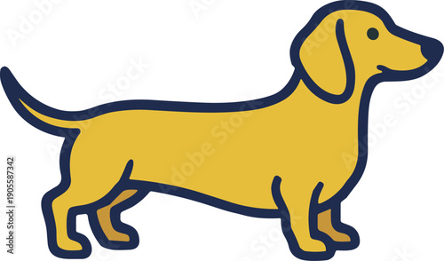 ダックスフンドのシンプルフラットイラスト 横向きの犬ベクター素材