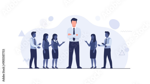 Confident Businessman Leading Diverse Team of Employees in Meeting