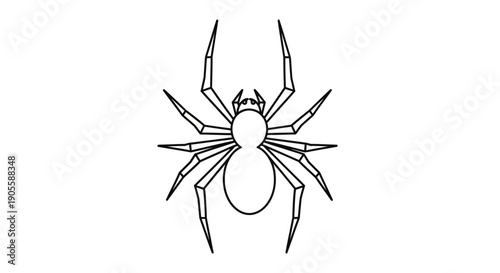 Minimalist Spider Outline Icon Vector Art