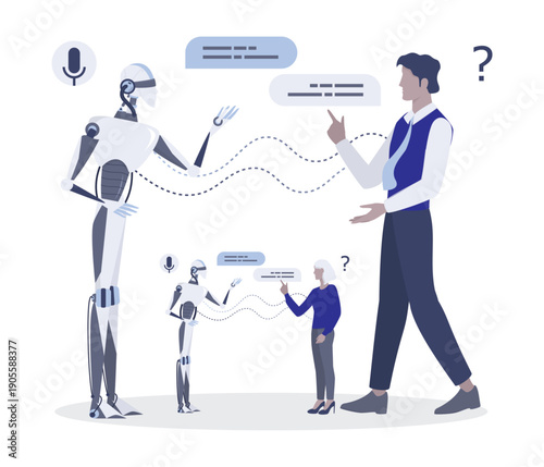 Conversational AI and Human Interaction – Professional Minimalist Voice Assistant and Digital Communication Vector