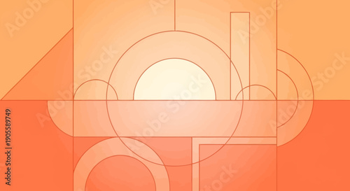 Geometric Abstract Sunrise with Orange and Yellow Gradient