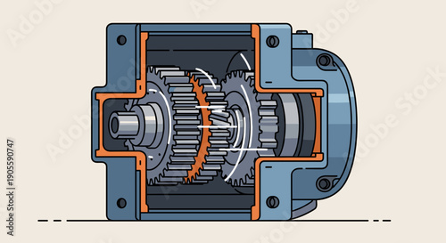 Detailed Cross Section of Electric Motor.