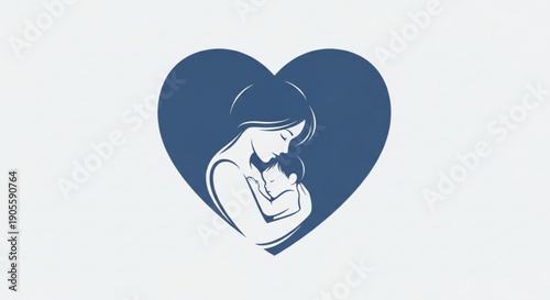 Mother Holding Baby in Heart Shape Illustration