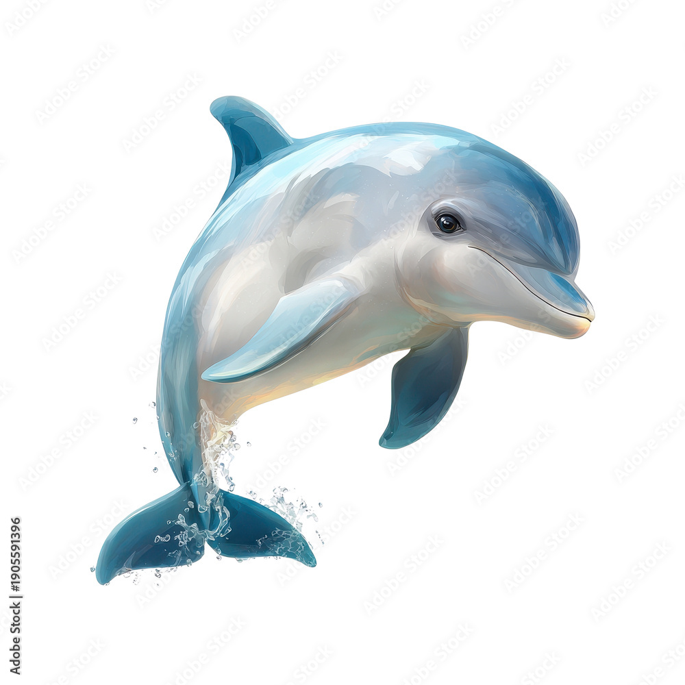 Obraz premium Cute dolphin cartoon jumping with transparent background 