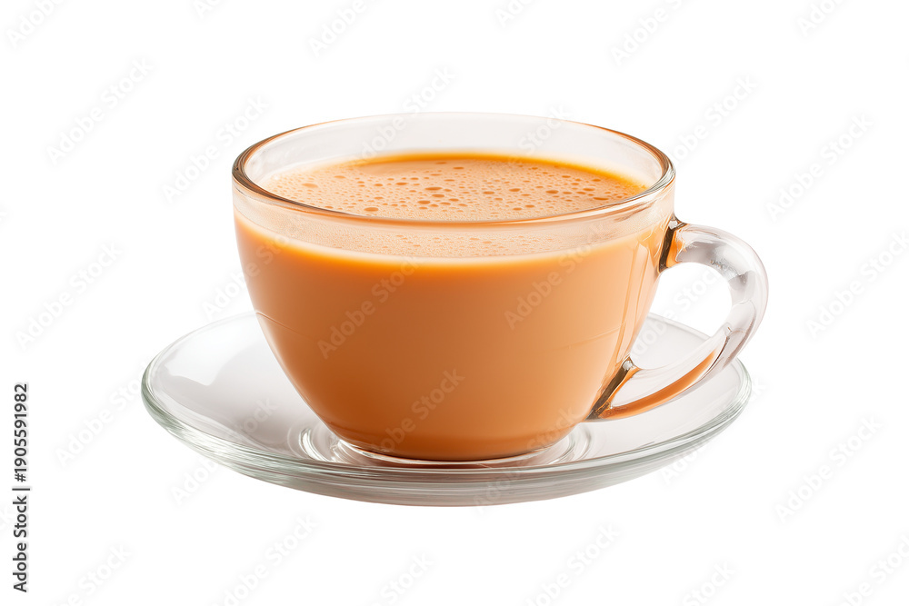 Fototapeta premium Milk tea in a simple classic cup on transparent background