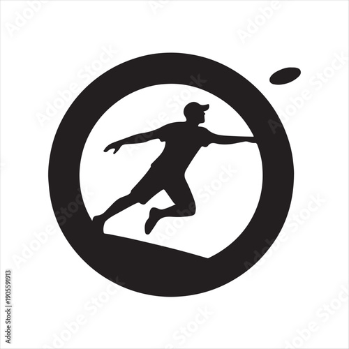 Disc golf throw vector silhouette outline logo design concept illustration 