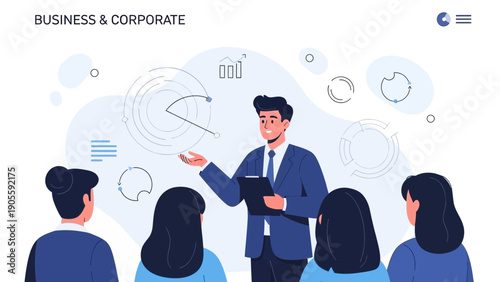 Business presentation, meeting, corporate strategy, team discussion, analytics, planning, teamwork