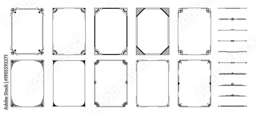 set of linear art deco ornament frame