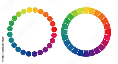 Set of Two Color Wheel Charts with Dots and Segmented Rings