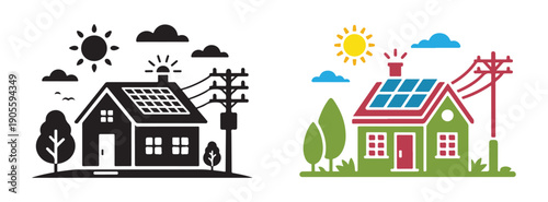 Solar-powered house illustration eps 10