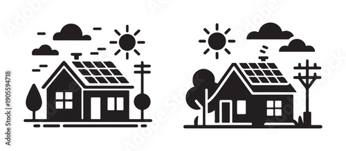 Alternative energy home icon set vector eps 10