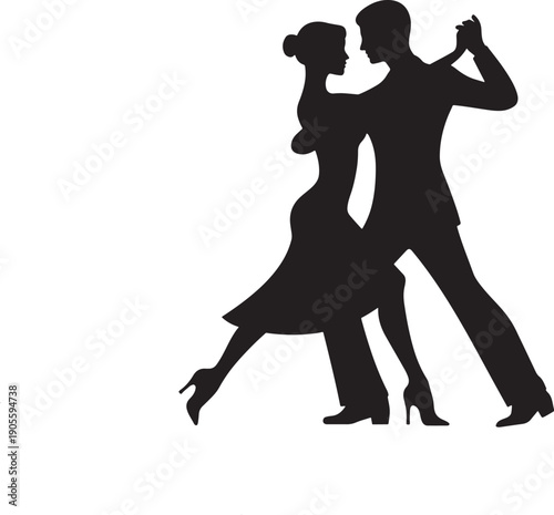 A couple dancing closely in a ballroom with elegant and graceful movements.