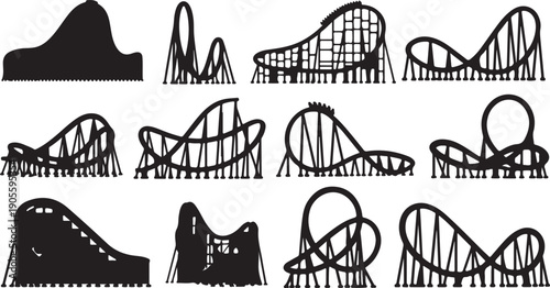 Fun Park Carousel Silhouette Vector