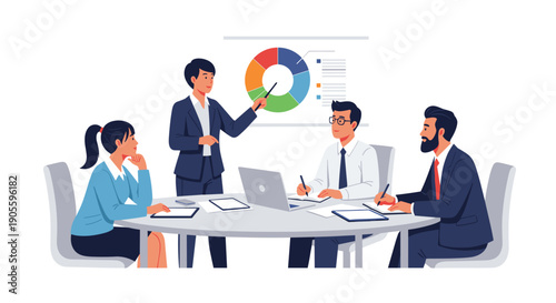 Business Professionals Discussing at Meeting Table.