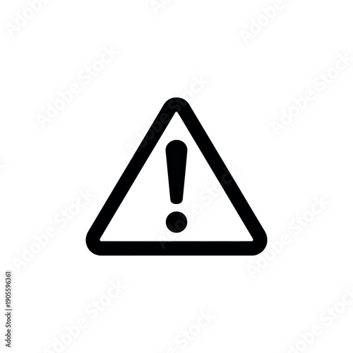 Black exclamation mark inside a triangle symbol on white background