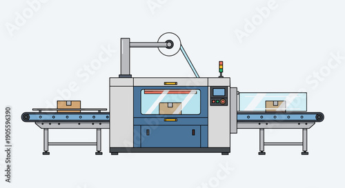 Industrial Packaging Machine with Conveyor Belts.