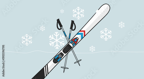 Skis and Ski Poles Winter Sports Equipment.