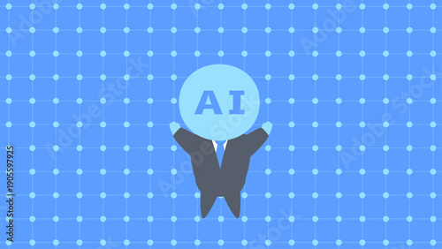 ビジネスイメージイラスト_バンザイする擬人化AI