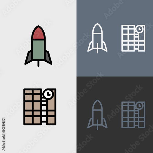 Military symbol or clipart set - filled and outlined symbols.