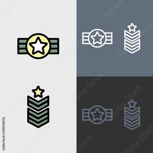 Military symbol or clipart set - filled and outlined symbols.