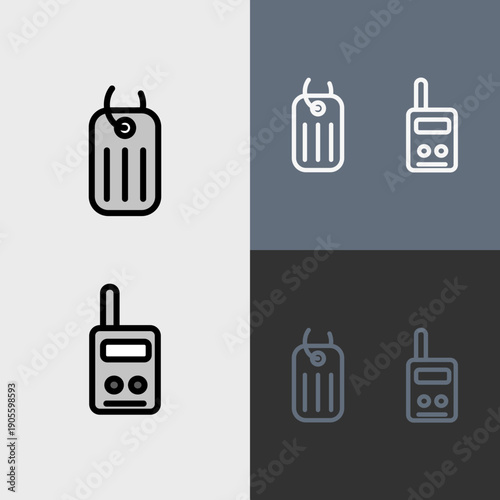 Military symbol or clipart set - filled and outlined symbols.