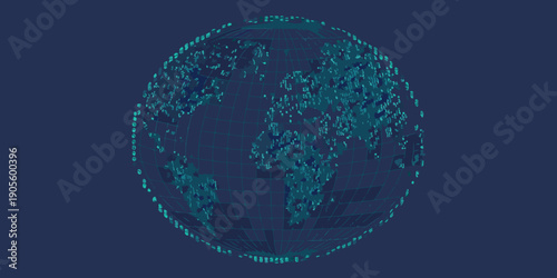 Abstract digital globe composed of interconnected points and lines
