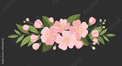Pink Flowers and Green Leaves Arrangement.