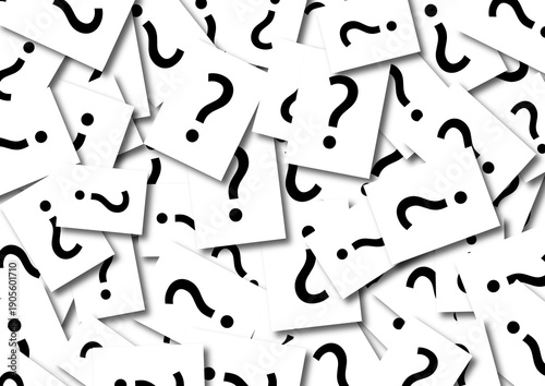 Scattered question mark cards representing uncertainty