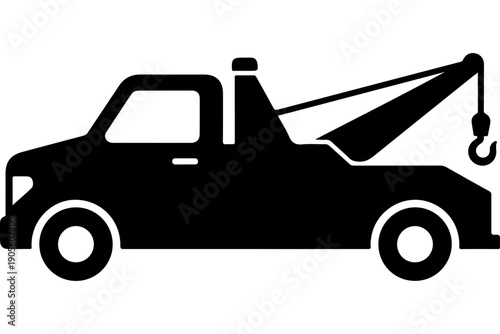 Tow truck, recovery vehicle, car lifter, hook illustration, silhouette icon