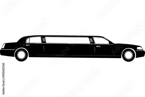 Black Stretch Limousine Vector Illustration