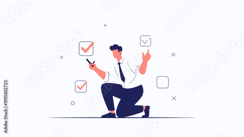 Businessman Checking Tasks on Checklist