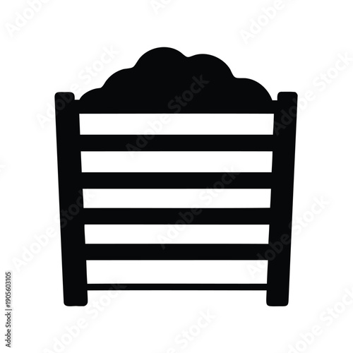 Stylized Black and White Baby Crib with Cloud Design Headboard Icon