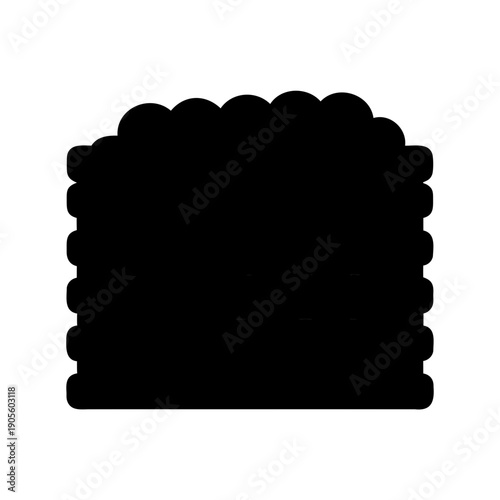 Silhouette of layered construction material with rounded edges forming a stack