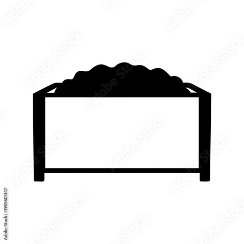 A Black Silhouette Illustration of a Sandbox Filled with Sand or Dirt