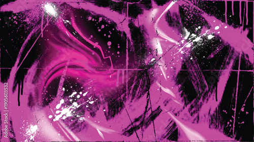 pink and black abstract background with white splatters
