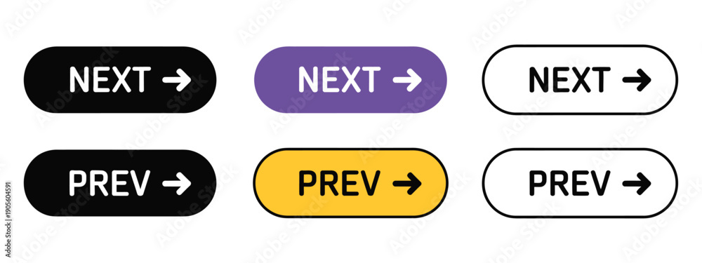 Fototapeta premium Previous Next Navigation Buttons Vector Design, Web Arrows Showing Prev And Next Symbols For Website Interface