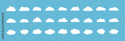 Collection of essential weather forecast icons, depicting various atmospheric conditions like sun, clouds, rain, snow, and lightning. cloud collection vector set. rain, overcast, cloudy, sky, nature.