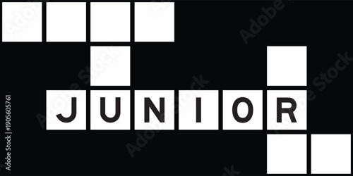 Alphabet letter in word junior on crossword puzzle background