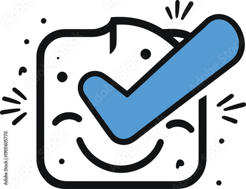  Vector line illustration of a cookie icon emitting a checkmark approval signal, digital privacy consent concept, clean black outline 1