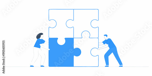 People collaborating to connect puzzle pieces symbolizing teamwork and problem solving