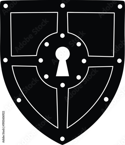 Security shield with keyhole graphic design element in vector illustration format
