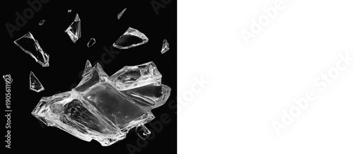 Tableau sur toile Shaded glass fragments with a heavy base for grounded impact scenes
