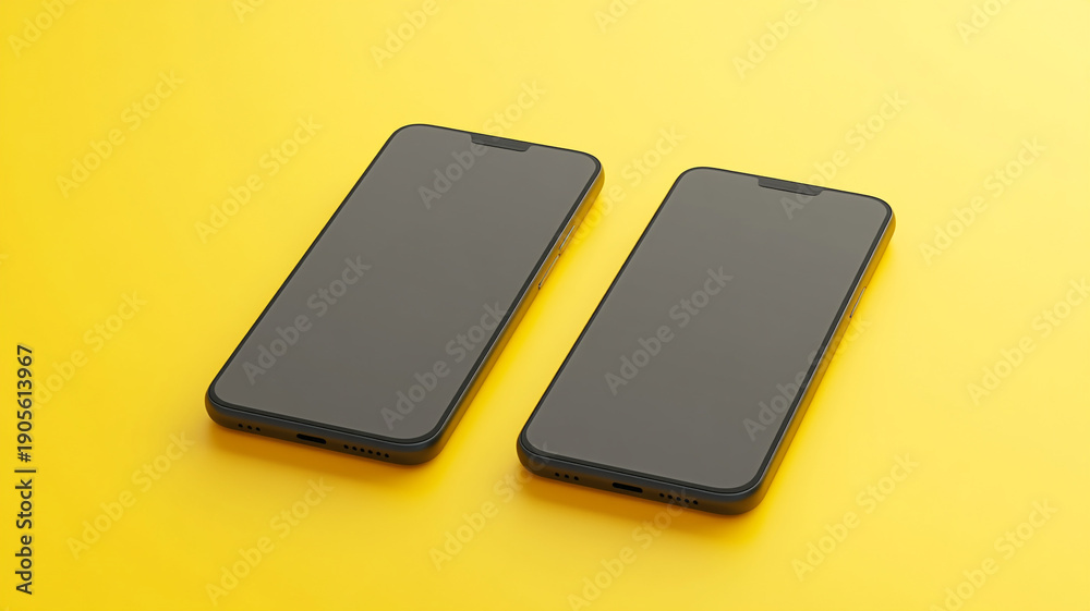 Fototapeta premium Two blank smartphone mockup.