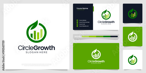 Financial growth logo with diagram chart statistics logo template.