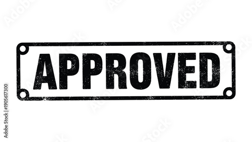 Approved Stamp: A bold, vintage APPROVED stamp signifies confirmation and authorization, often used in official contexts to denote validation.